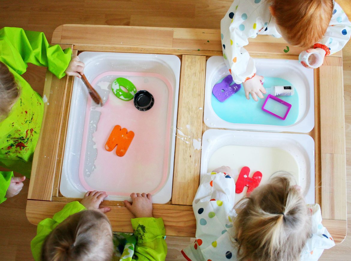 easy oobleck sensory bin being this mama